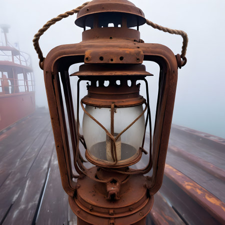 an old petreulium lamp stands on the jetty and burnsの素材
