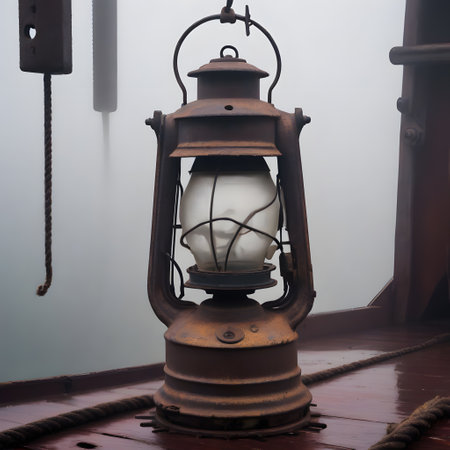 an old petreulium lamp stands on the jetty and burnsの素材