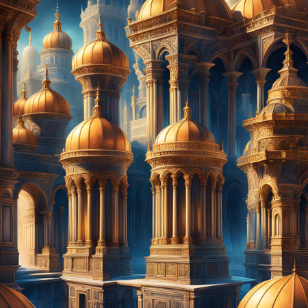 Palace ancient construction with dome and towersの素材