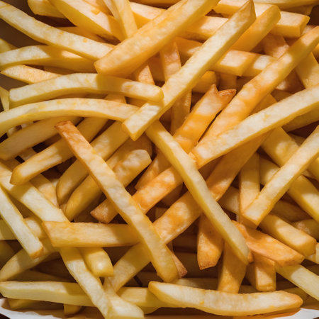 Delicious crispy gold blur fries in a bowlの素材