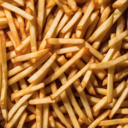 Delicious crispy gold blur fries in a bowlの素材