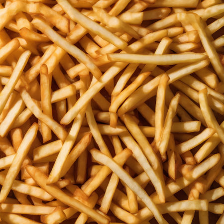 Delicious crispy gold blur fries in a bowlの素材