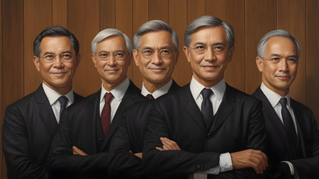 high suprem court judjes in black clothesの素材