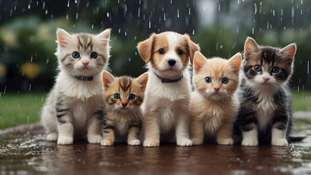 cute little dogs in the forestの素材