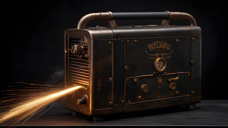 mystery old technical box with cablesの素材