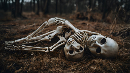 A skeleton couple loves themselves beyond deathの素材