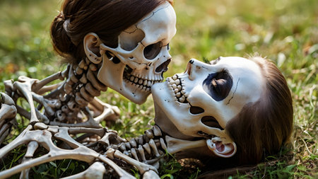 A skeleton couple loves themselves beyond deathの素材