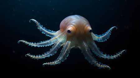 Elegant and quickly movable inkfish with fan armsの素材