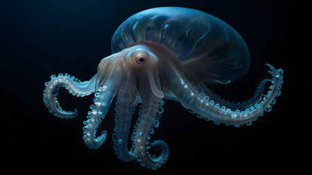 Elegant and quickly movable inkfish with fan armsの素材