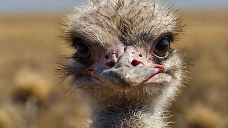 beautiful Ostrich in the savannah of Africaの素材