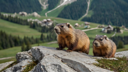 Pretty beaver crawls around and nibbles on treesの素材