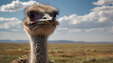 beautiful Ostrich in the savannah of Africaの素材