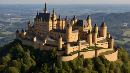 great castle on a high hillの素材