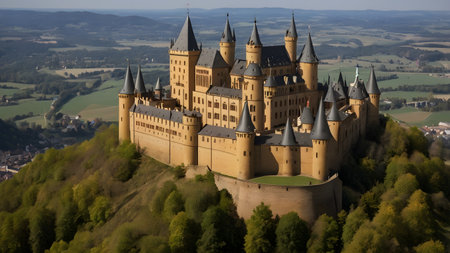 great castle on a high hillの素材