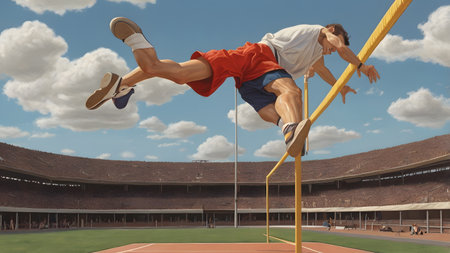 great competition in high jump sports outdoorの素材