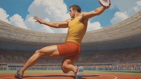 great competition in discus throw sports outdoorの素材