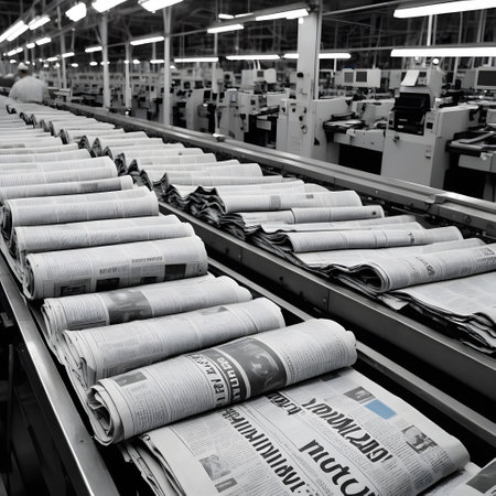 newspaper at morning in Factory at the assembley lineの素材