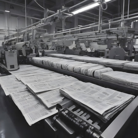newspaper at morning in Factory at the assembley lineの素材