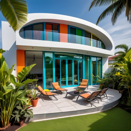 great resort with garden and plants and poolの素材