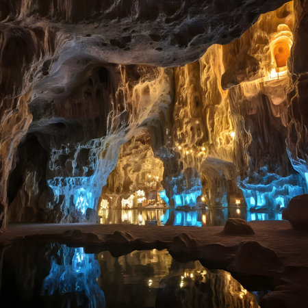 great wonderful glowing cave under the earthの素材
