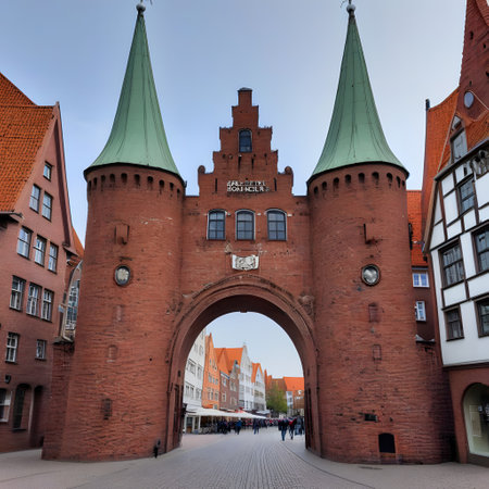 old middle age city in Germany for trade and shippingの素材