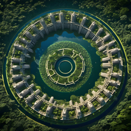 round building in green forest as a lost placesの素材
