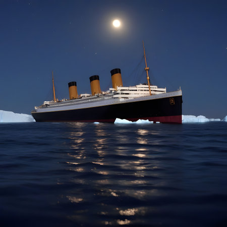 Great steel steam ship Titanic cross the Atlantic Oceanの素材