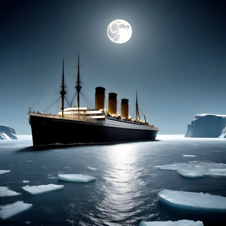 Great steel steam ship Titanic cross the Atlantic Oceanの素材