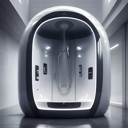 bathroom with shower in futuristic styleの素材
