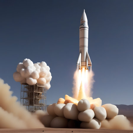 great space ship is launched from start baseの素材