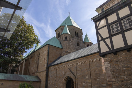 great stony Cathedral of Essen in NRWの写真素材