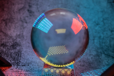 glass lensball with colored lights for magical atmosphere