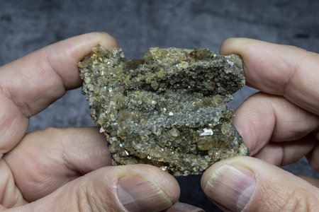 Epidote and Augite crystals close up