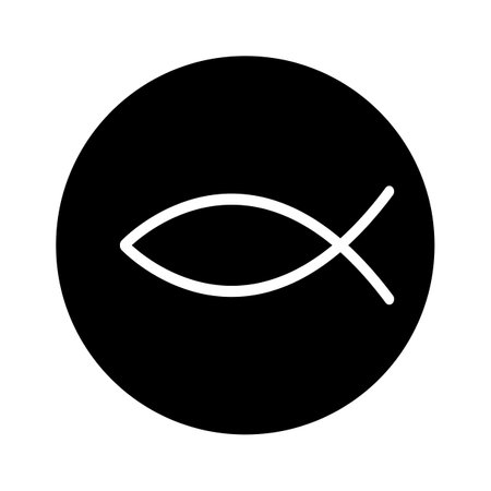 Jesus Fish Icon in circle. vector illustrationの写真素材