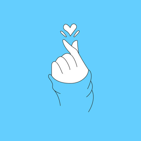 KPOP Korean finger heart i love you symbol hangul vector imageのイラスト素材