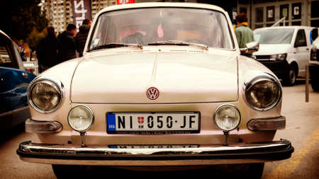 Nis, Serbia - October 08, 2016: Volkswagen VW 1600 TL COUPE OLDTIMER manufactured since 1972. The car sports a modern design with chrome body parts.のeditorial素材