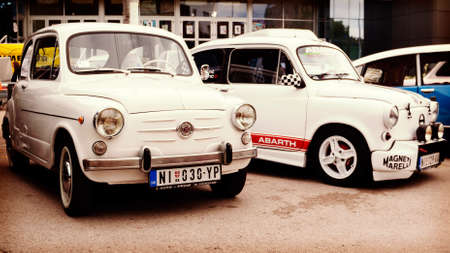 Nis, Serbia - October 08, 2016: The old timer Fiat 750 manufactured from 1955 to 1985 with a distinctive body design.のeditorial素材