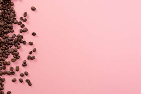 Coffee beans in corner for blog website background textspaceの写真素材