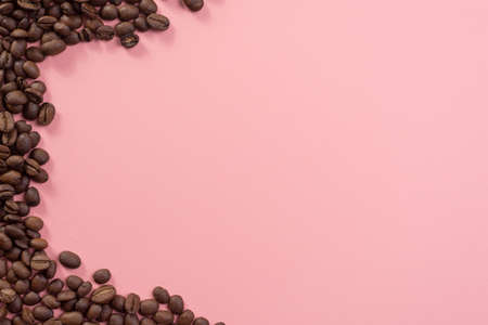 Lots of coffee beans in corner for blog website background textspaceの写真素材