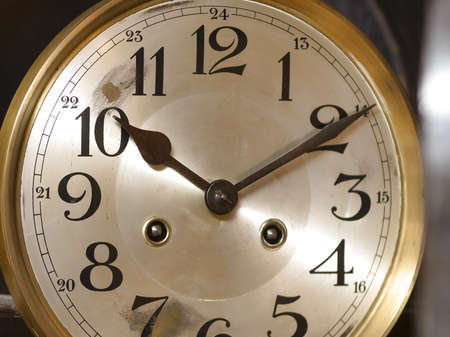 Old vintage clock, symbols of time with copyspace background