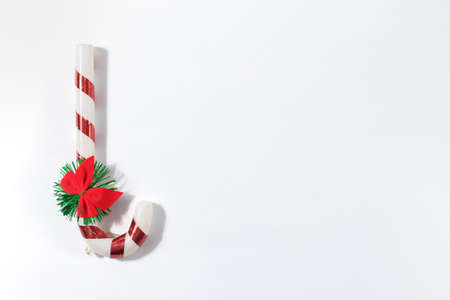 Christmas decorations on white background with copy space.の写真素材