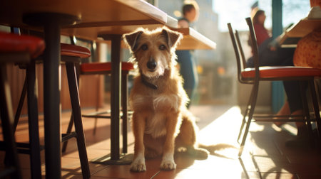 Dog friendly restaurant or city cafe.の写真素材