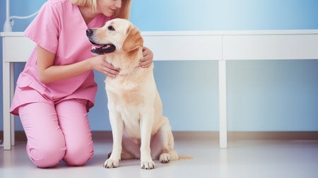 Animal vet in pink uniform.の素材