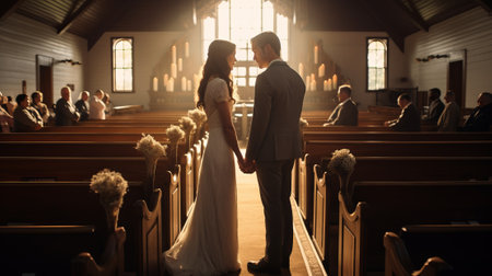Priest celebrate wedding mass at the churchの素材