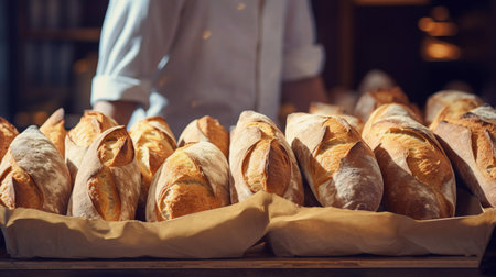 Bread loads in a bakery.の素材