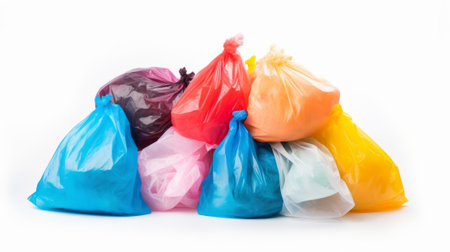 Colorful waste bags. Bin rubbish wasteの素材