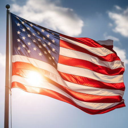 American Flag Wave Close Up for Memorial Day or 4th of Julyの素材