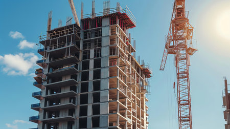 construction residential new house in progress at building site housing estate developmentの素材