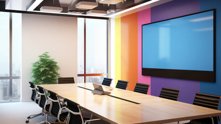 Conference room is ready for f executive meeting.の素材