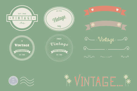 Vector series of Vintage logos, doodles and banners.のイラスト素材